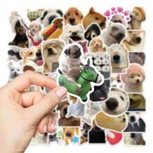 50pcs Funny Dog Expression Stickers PVC Material Gift Cartoon Decoration Scrapbook Laptop Luggage Guitar Water Bottle Phone Case DIY Stickers - View 8