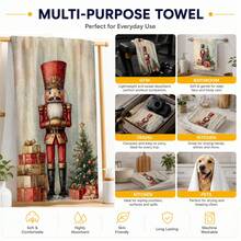 2pcs Nutcracker Print Kitchen Towels, Christmas Tree Gift Box Snowflake Holiday Pattern Hand Towels, Vintage Country Winter Style Dish Cloth Tea Towel, Suitable For Kitchen Cooking, Baking, Cleaning Wiping And Christmas Home Decor, Christmas Winter Holiday Gift - Multicolor - View 7
