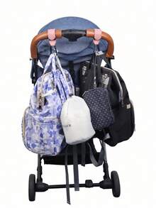 2pcs Stroller Hooks, Backpack Storage Bag Hooks, Car, Universal Stroller Hooks - Pink - View 8