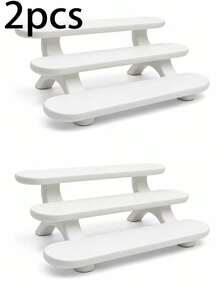Three-Tier Counter Display Shelf, Small Tiered Storage Shelf, Suitable For Bathroom Vanity, Cosmetics, Perfume, Nail Polish, Skincare Samples, Desktop Stationery, Mini Dolls, And Collectibles - Multicolor - View 7
