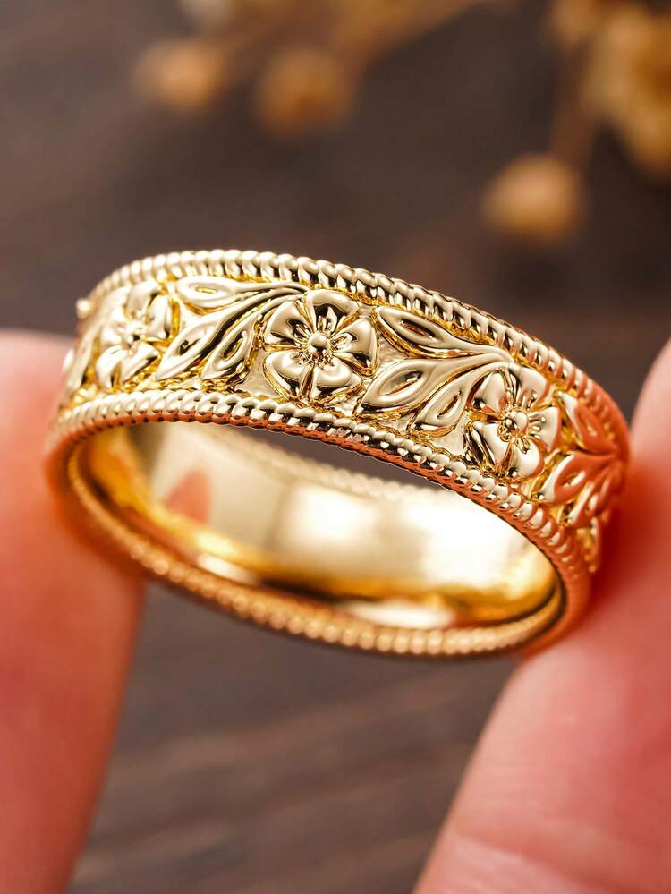 1pc Elegant Ring For Women, Wedding Engagement Party Jewelry, Valentine's Day Gift - Yellow Gold - View 9
