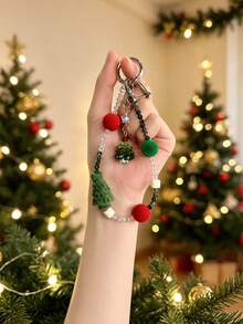 Natal - 1 Buah Gantungan Kunci Mobil Liontin Pohon Natal Manik-manik Kristal Imitasi Buatan Tangan (Casing Kunci Tidak Termasuk) - Gaya acak - View 3