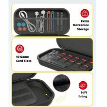 Switch 2 Storage Bag, Hard Shell Travel Carrying Case For Switch2/Switch OLED/Switch/Switch Lite, With Multiple Storage Pockets For Console Accessories And Games, Lightweight And Compact, Includes 10 Game Card Slots - View 6