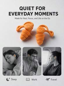 1Pair Of Reusable Noise-Reducing Earplugs – Soft, 3-Flange Silicone Design; Washable And Reusable; Suitable For Sleeping, Traveling, Studying, Working, And Commuting; Comfortable In-Ear Fit;Portable Hearing Protection - One Size - View 1