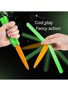 1pc Luminous Radish Toy, Fidget Balisong Trainer, Glow In The Dark Plastic Swing Knife, Stress Relief Novelty Hand Spinning Toy For Teens - Multicolor - View 6