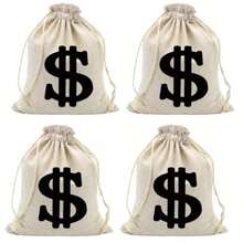 4 buah Kantong Uang Kanvas dengan Cetakan Simbol Dolar, Cocok untuk Halloween, Cosplay, dan Suvenir Pesta, Perlengkapan Kostum/1 buah - A - View 13