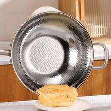 304 Stainless Steel Stir-Fry Pan, Household Cooking Pot, Induction Cooktop Compatible, Gas Stove Universal Flat Bottom Pan, Hammered Texture Frying Pan, Steak Pan - View 8