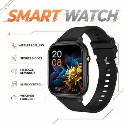 QAGSFLC [Smart Watch]Latest Fashion Tech Design LED Light Flashlight Function, 1.83-Inch Silicone Strap, Full Screen Touch Screen Outdoor Sports Smart Watch, Unisex, Supports Wireless Calling, Answering Calls, Incoming Call Reminder/Rejection, Message Notification, Sports Step Counting, Wireless Music Playback, Multiple Sports Modes, Suitable As Birthday Gift, Holiday Gift, Graduation Gift, Halloween Gift, For Couples, Elders, Friends, Classmates