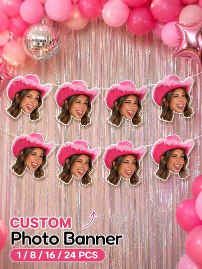 1/8/16/24pcs Customizable Portrait Bunting, Handmade Cut Paper Funny Face Portrait Garland, Perfect For Event Backdrop, Venue Atmosphere, Store Scene Decoration, Party Decor, Suitable For Parents, Colleagues, Friends, Couples, Birthday, Party, Halloween, Christmas