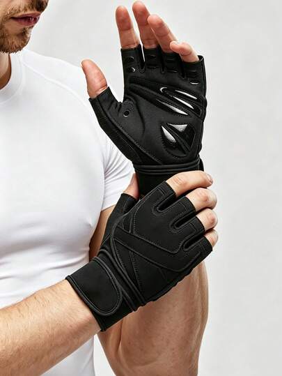 1 par de guantes deportivos para fitness, guantes de compresión antideslizantes con correas