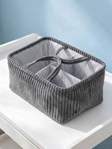 HAPPY WALK 1pc New Baby Room Portable Multi-Compartment Storage Basket, Baby Diaper & Toy Organizer Bin With Removable Hook And Loop Dividers, Sturdy 3D Structure, Non-Deformable, For Clothes, Toys, Sundries Home Storage And Daily Outings - Multicolor - View 12