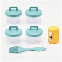 4pcs/Set Cute Egg Cooking Tools, Plastic Egg Cooker With Brush, Egg Poacher For Kids Baking Egg Mold, Kitchen Accessories - Multicolor - View 7