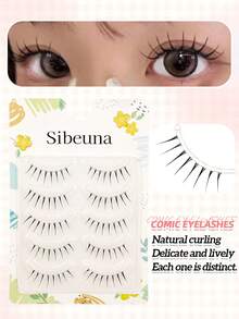 Sibeuna 5 Pairs Japanese Anime Style Transparent Stem Cartoon Eyelashes, Natural And Soft, Suitable For Beginners, Applicable For Daily/Party/Dance/Date/Travel/Multiple Occasions, Holiday Gift For Family, Girlfriend And Friends - Black - View 5
