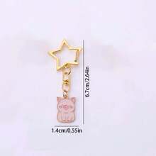 1/4pcs Cute Cow Keychain, Star-Shaped Buckle Design, Colorful Bag Pendant Charm, Suitable For Handbags, Backpacks, Keys And Zipper Decoration, Christmas Holiday Small Gift - Quantity - View 10