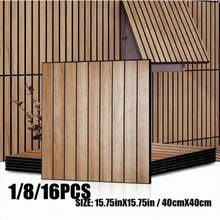1/8/16pcs Sound-Insulating Wood Lattice Self-Adhesive Wall Sticker, Waterproof PVC Decorative Film, Textured Sound-Absorbing Wall Sticker, Multi-Purpose For Living Room And Bedroom Walls, Cabinet Drawer Liners, Desktops, Shelves - Grille Wood Grain 2 - View 9