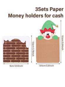 3pcs Christmas Elf Chimney Cash Card Holder, Cash Gift Card, Merry ...