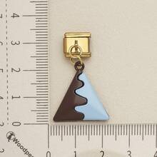 1pc Cute Chocolate Blue Enamel Zinc Alloy Charm, Heart Star Bow Bear Dangle Pendant For DIY Bracelet Necklace Jewelry Making - Blue and Coffee Color-block Design - View 15