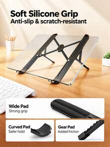Adjustable Laptop Stand - 10-Level Ergonomic Height & Angle Lift Stand, Foldable Portable Stand, Compatible With MacBook Pro/Air, Pro, Surface, HP (10-15.6 Inch Laptops And Tablets) - View 4