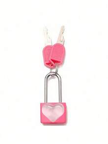 Mini Metal Padlock With Translucent Heart-Shaped Decoration; Includes 2 Keys. Small Combination Lock, Small Luggage Lock, Metal Key Lock, Suitable For Luggage, Backpack, Pencil Case, Gym Locker, Travel Accessories, Perfect Birthday Gift, Halloween Christmas Gift, Daily Home Supplies - Multicolor - View 14
