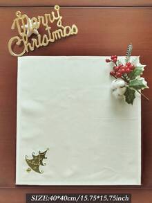 1pc 100% Polyester Christmas Tree Embroidered Fabric Napkin, White Reusable Dinner Napkin For Holiday Christmas Home Dining Party Banquet Table Decor - Multicolor - View 9