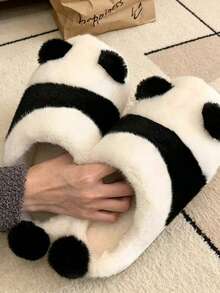 Fashionable Cute Panda Design Slippers, Cartoon Indoor Slippers, Warm & Comfortable Slippers For Women, Couples, Autumn/Winter - Panda - View 7