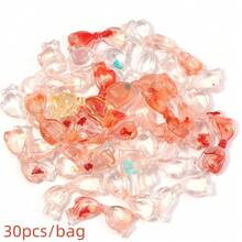 30pcs/Pack Acrylic Three-Color Gradient Bows, Colorful Transparent Bow Beads DIY Handmade Jewelry Earrings Bracelets Pendant Accessories, Jewelry Making Beads - Bow Bead - View 13