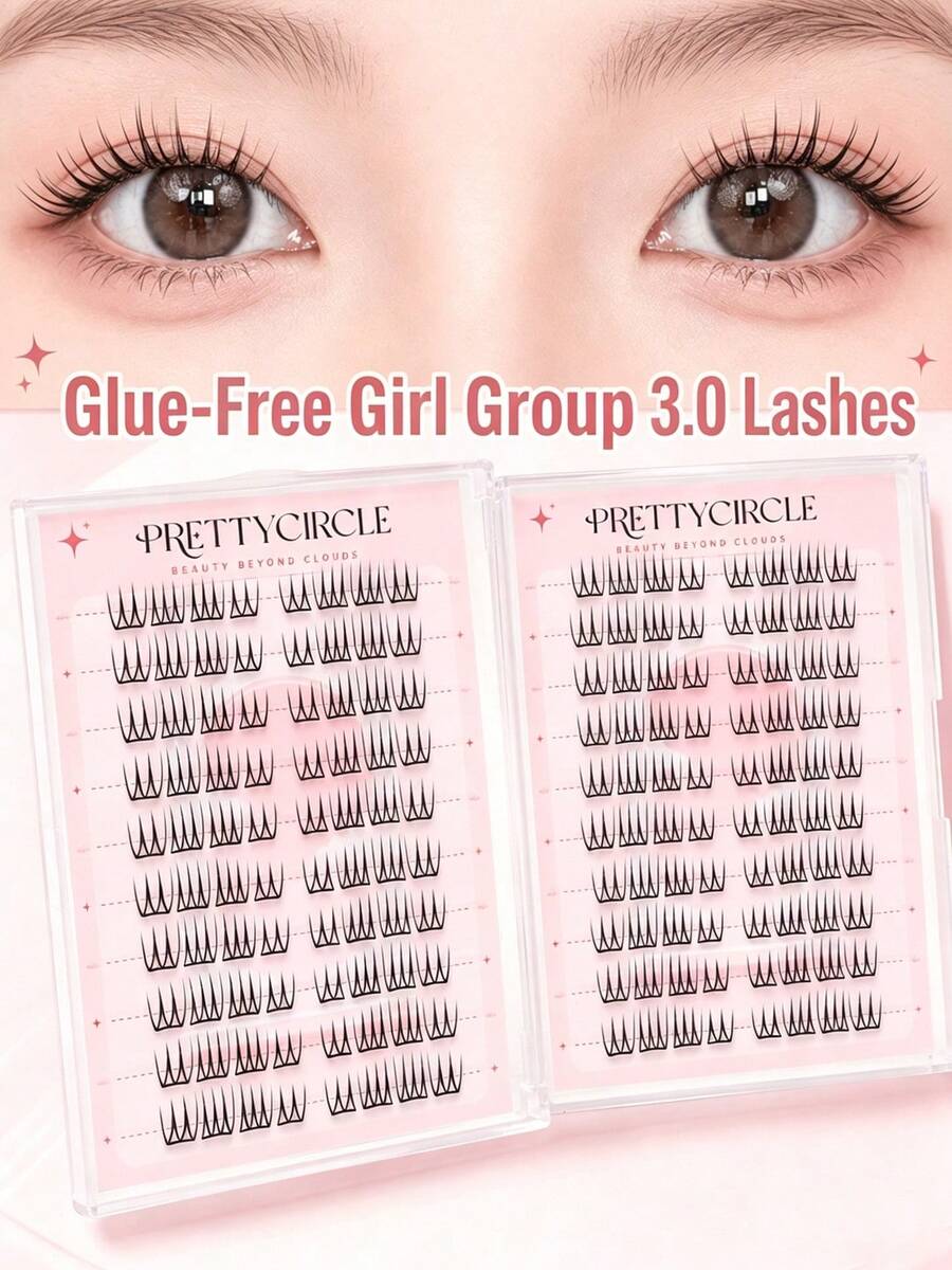 WANPIN 20-Row Reusable Glue-Free Eyelash Book, Segmented Cluster False Lashes For Beginners, Natural Thin Lightweight, Soft Comfortable Non-Irritating, Easy To Apply, Suitable For Daily Eye Makeup - C - View 1