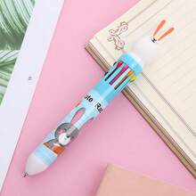 1PC Cute Cartoon 10-Color Ballpoint Pen,Lovely Rabbit Multi-Color Retractable Pen,High Aesthetic Handwriting & Graffiti Pen,Student School Stationery - Multicolor - View 10