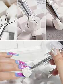 62Pcs Nail Art Painting Tool Set, Nail Liner Brushes And Dotting Pens With Practice Blocks, For Nail Pattern Drawing - Multicolor - View 2