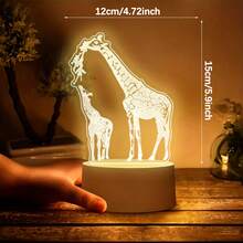 Giraffe Pattern Acrylic LED Night Light, USB Powered Warm Table Lamp, Cute Animal Art Decor, Adorable Bedroom Desktop Home Decoration, Sweet Birthday Holiday Gift For Animal Lovers - Warm white light - View 4