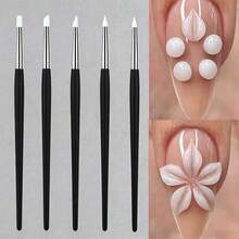 5pcs Nail Art Gel Carving & Printing Silicone Nail Brushes, Soft Reusable Silicone Brush Heads, 5 Different Brush Head Designs, Suitable For Home DIY, Professional Nail Salon And Beginner Nail Artists, Halloween And Christmas Gifts - Multicolor - View 8
