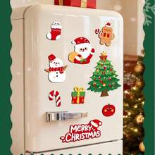 12pcs Christmas Decoration Fridge Magnets, Magnetic Fridge Stickers With Christmas Tree, Santa Claus, Snowman Patterns, Creative Small Gifts For Fridge, Door And Other Magnetic Surfaces - View 7