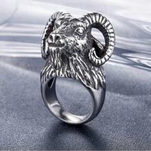 1pc US Size European & American Hot Selling Ram Head Stainless Steel Ring Fashion Men's Jewelry Accessory Suitable For Dad, Colleague, Boyfriend - Black - View 7