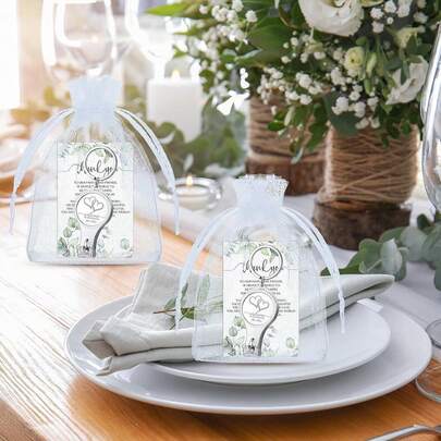 30 piezas Abridor de botellas multifunción para bodas, Cortaúñas, Llavero multifunción, Recuerdo práctico, Bolsa de organza con tarjeta de agradecimiento, Regalo para invitados de boda