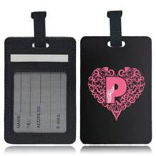 Leather Initial Luggage Tag, Letter Travel Bag Backpack Label, Gift For Women And Teenagers, Essential Accessory For Summer Back To School Travel - Multicolor - View 48