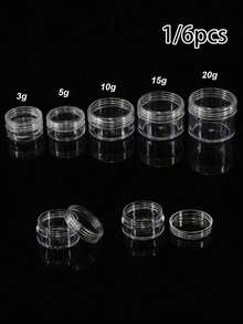 1/6pcs Mini Transparent Cream Jars - Empty Plastic Cosmetic Containers, Transparent Eyeshadow And Lip Balm Sample Jars, Travel Size Cosmetic Samples - Multicolor - View 1