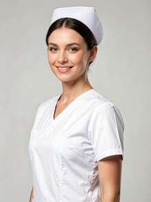 1pc Solid Color Polyester Adjustable Comfortable Nurse Cap, 1pc Solid Color Polyester Adjustable Comfortable Nurse Cap, Suitable For Pet Clinic - Multicolor - View 3
