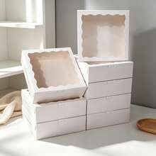 5PCS/8"X8"X2.5" Baking Boxes With Window, Suitable For Pies, Chocolate Raspberries, Detachable Heart-Shaped, Cookies And More - View 9