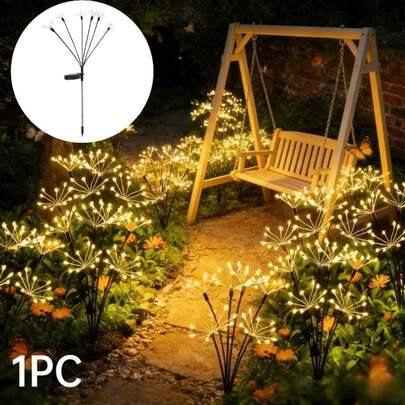 Halloween 1. Lampu Tiang Tanah Kembang Api Bintang Bertenaga Surya untuk Teras dan Taman, Tersedia dalam 3 Spesifikasi: 6 Kepala 60 LED, 8 Kepala 80 LED, 10 Kepala 100 LED, Suasana Cahaya Hangat Lembut. Kepala Lampu Bintang Menyerupai Kembang Api yang Meledak, dengan Kawat Tembaga Tipis yang Dapat Ditekuk dan Disesuaikan Secara Bebas untuk Menciptakan Berbagai Bentuk. Saat Dinyalakan, Cahaya Memancar Keluar, Menciptakan Efek Bintang yang Dinamis dan Indah, dengan Mudah Menciptakan Lanskap Malam yang Menawan.
