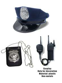Multi-Piece Set Costume Hats Hat Combination Halloween Solid Color Hats Eagle Hat Cosplay Badge Cosplay Walkie Talkie Combination - Multicolor - View 13