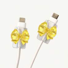 Transparent Bow Universal Lightning (5-14) Type-C Cable Protector - Durable, Break-Resistant, Fashionable Phone Accessory Design - Plastic Cable Protector With Cute Bow Decoration, Charging Cable Protector - Multicolor - View 6