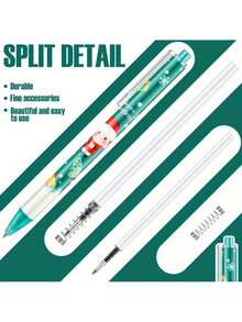 12 PCS Cartoon Christmas Gel Pen Set, Assorted Styles, 0.5mm Black, Back-To-School Season, Exam Practice Pens, Christmas Gift, New Year Gift - Multicolor - View 9