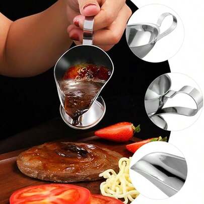 Multi-Specification Stainless Steel Sauce Boat, High-Foot Base Anti-Slip And Stable, Glossy Metal Texture Premium, Easy To Clean And Directly Washable, Suitable For Western Cuisine, Baking Sauces, Simple Meals, Can Be Used To Pour Gravy, Syrup, Jam, Create Elegant Table Atmosphere, Thanksgiving Holiday Feast Steak Sauce Serving, Christmas Family Party Western Cuisine Arrangement, Halloween Food Gathering Dessert Sauce Dispenser, Easter Light Meal Simple Meal Seasoning Sauce Boat