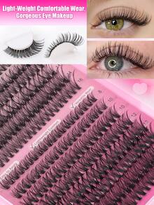 640/592/576 Clusters Segmented Lash Extensions, 8-16mm D Curl 10D-150D Fluffy Thick Individual Lashes, Waterproof Ultra-Soft Single Cluster Eyelashes For Daily Wear, Dating, Party, Christmas, Halloween. - Multicolor - View 10