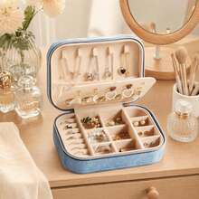 1pc Luxury Jewelry Storage Box, Large Capacity Jewelry Organizer With Soft Velvet Lining And Compartments, Portable Women's Jewelry Box, Birthday Christmas Gift, Large Size Jewelry Box With Secure Lock Closure - Multicolor - View 12