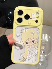 1pc Angel Wild Autumn Apple 18 Pro Phone Case 17 Pro Max Creative INS Style Soft Color Transparent Cream 16 Pro New Window Anti-Drop Niche 14/13 - Yellow - View 4