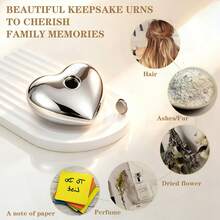 Mini Cremation Urn Heart-Shaped Keepsake Memorial Jar Pot Container | Small Urn For Funeral Ashes Burial | Stainless Steel Metal Keepsake With Stand | Silver - 2.75" Inches - Silver - View 3