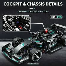 Black And Green Formula Racing Car Building Model, 391+ Pieces Adult Collectible Building Blocks Set, Low Body Racing Car, Wheels And Open Cockpit, Suitable For Halloween, Christmas, Thanksgiving And Birthday Gifts For Hobby Collectors - Black and Green Samurai Formula Racing Car - View 4