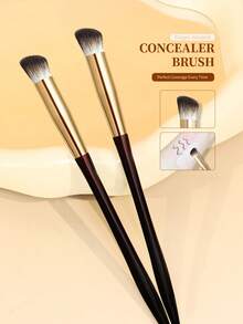 Fan-Shaped Makeup Brush, Soft Face Brush Head, Highlighter Brush, Portable Wooden Handle - Chocolate Brown - View 2