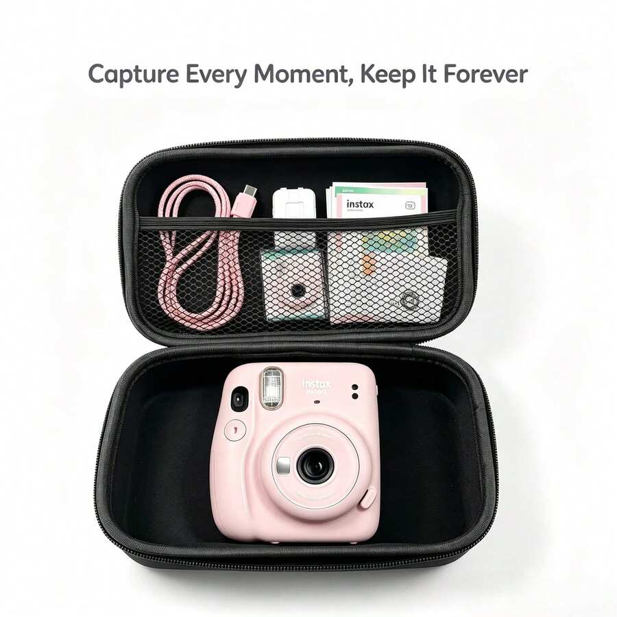 Portable EVA Hard Shell Protective Case Compatible With FujifilmMini7 Mini9 Mini11 Mini12 Mini13, Travel Carrying Storage Bag - Black - View 1